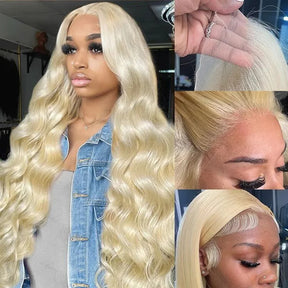 613 Blonde 100% Full Brazilian Body Wave HD Transparent 13x6 Lace Frontal Human Hair Wigs 30 40 Inch 13x4 Pre Plucked For Women