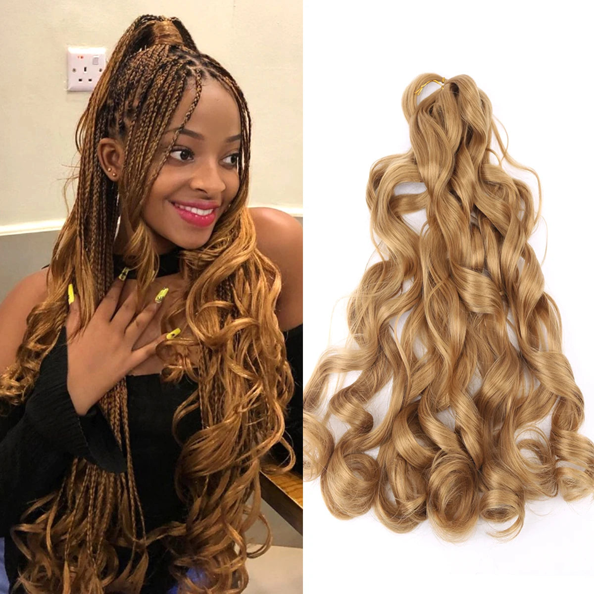 26Inch French Curls Braiding Hair Extensions Synthetic Curl Hair Loose Wave Spiral Curl Crochet Hair Braids For Black Women