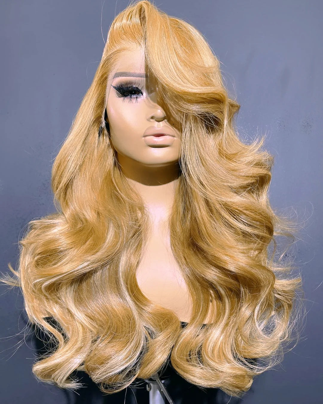 Honey Blonde Lace Front Wig Synthetic Wigs For Women Pre Plucked With Baby Hair Body Wave Blonde Lace Front Wigs 180% Density