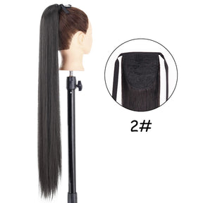 34inches Synthetic Ponytail Hair Extension Clip in Fake Wig Hairpiece Blonde Wrap Around Pigtail Long Smooth Overhead Pony Tail