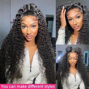 250 Density Curly Lace Front Human Hair Wigs Hd Lace 30 Inches 13x4 Lace Frontal Wig Water Wave Brazilian Pre Plucked For Women