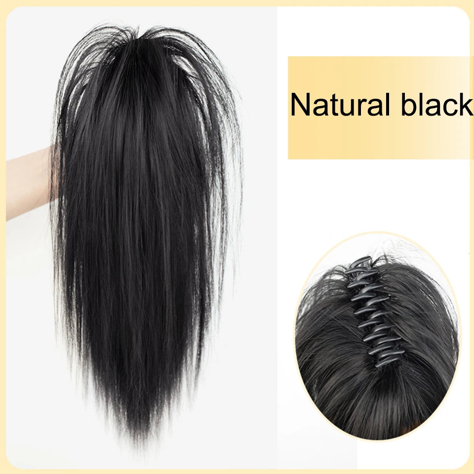 Synthetic Short Straight Claw Clip Ponytail Hair Extensions 16Inch Tail False Hair For Women Horse Tail Black Brown Hairpiece