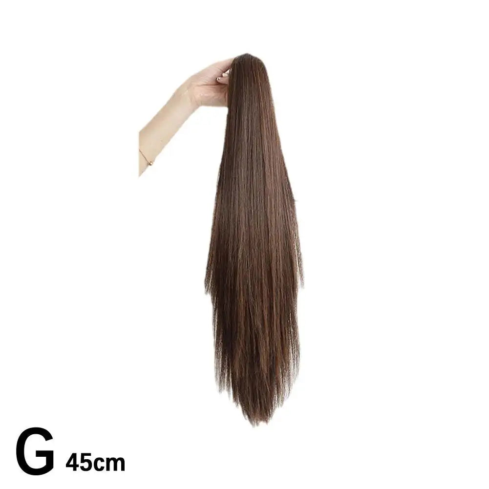 Long Straight Ponytail Wig 45cm/55cm Strap Style High Ponytail Long Straight Hair Black Brown Hair Extended Ponytail