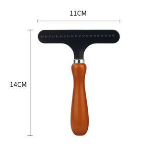 Carpet Groomer Rake Pet Hair Remover,Iron Comb With Wooden Handle For Carpets Rugs Removal 1 PCS