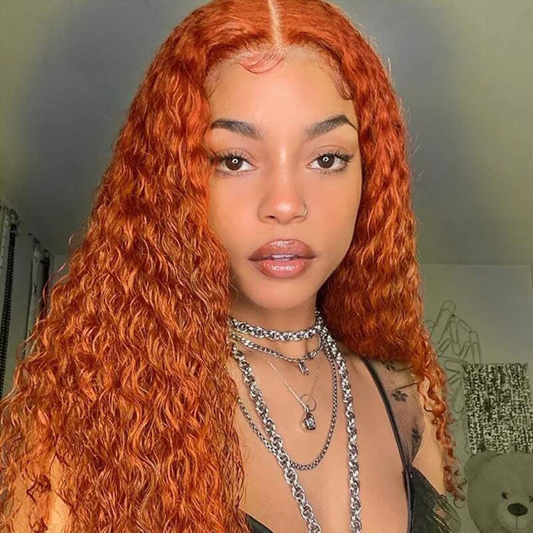 Laboss beauty Ginger Deep Wave Lace front wigs human hair 180%