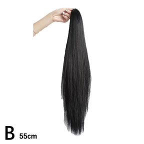 Long Straight Ponytail Wig 45cm/55cm Strap Style High Ponytail Long Straight Hair Black Brown Hair Extended Ponytail