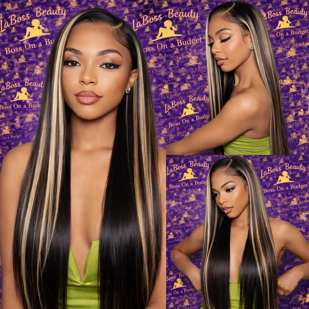 Real Hair Wig, Front Lace 13X5X1 Straight Highlight 1B 27 Hair Wigs