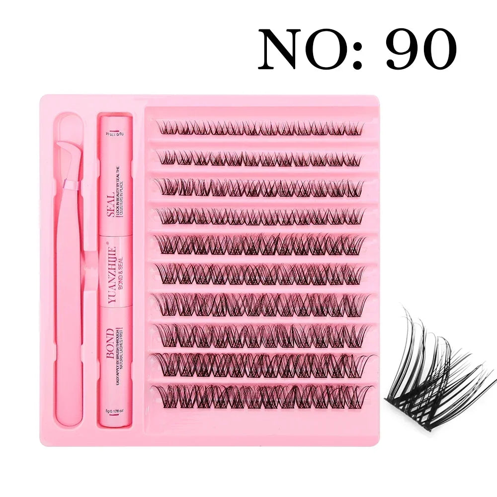 10cases/lot DIY Eyelash Extension Kit at Home Natural Clusters Wispy Lash with Lash Bond and Seal Makeup For Women