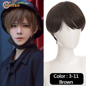 MEIFAN Synthetic Short Cosplay Lolita Anime Men Wig Male Straight Hair High Temperature Fiber Pink Blue Blonde Ombre Black Wig