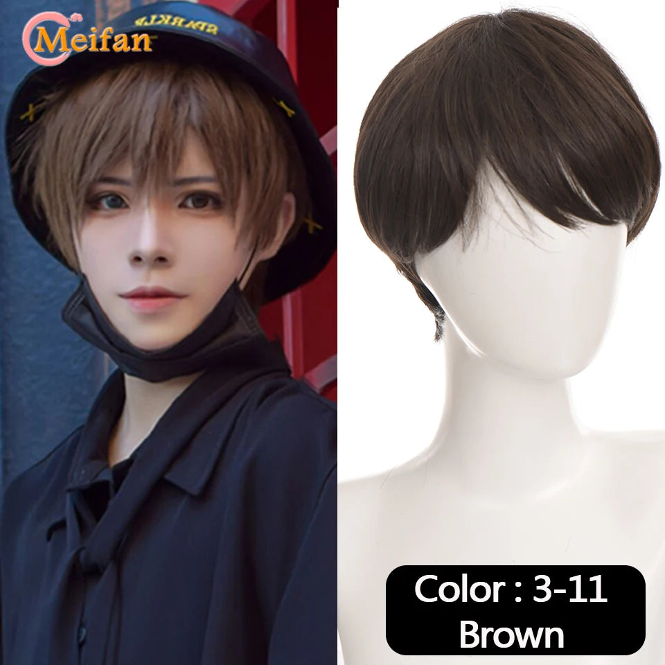 MEIFAN Synthetic Short Cosplay Lolita Anime Men Wig Male Straight Hair High Temperature Fiber Pink Blue Blonde Ombre Black Wig