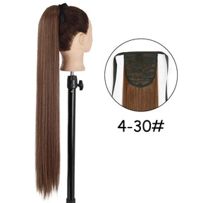 34inches Synthetic Ponytail Hair Extension Clip in Fake Wig Hairpiece Blonde Wrap Around Pigtail Long Smooth Overhead Pony Tail