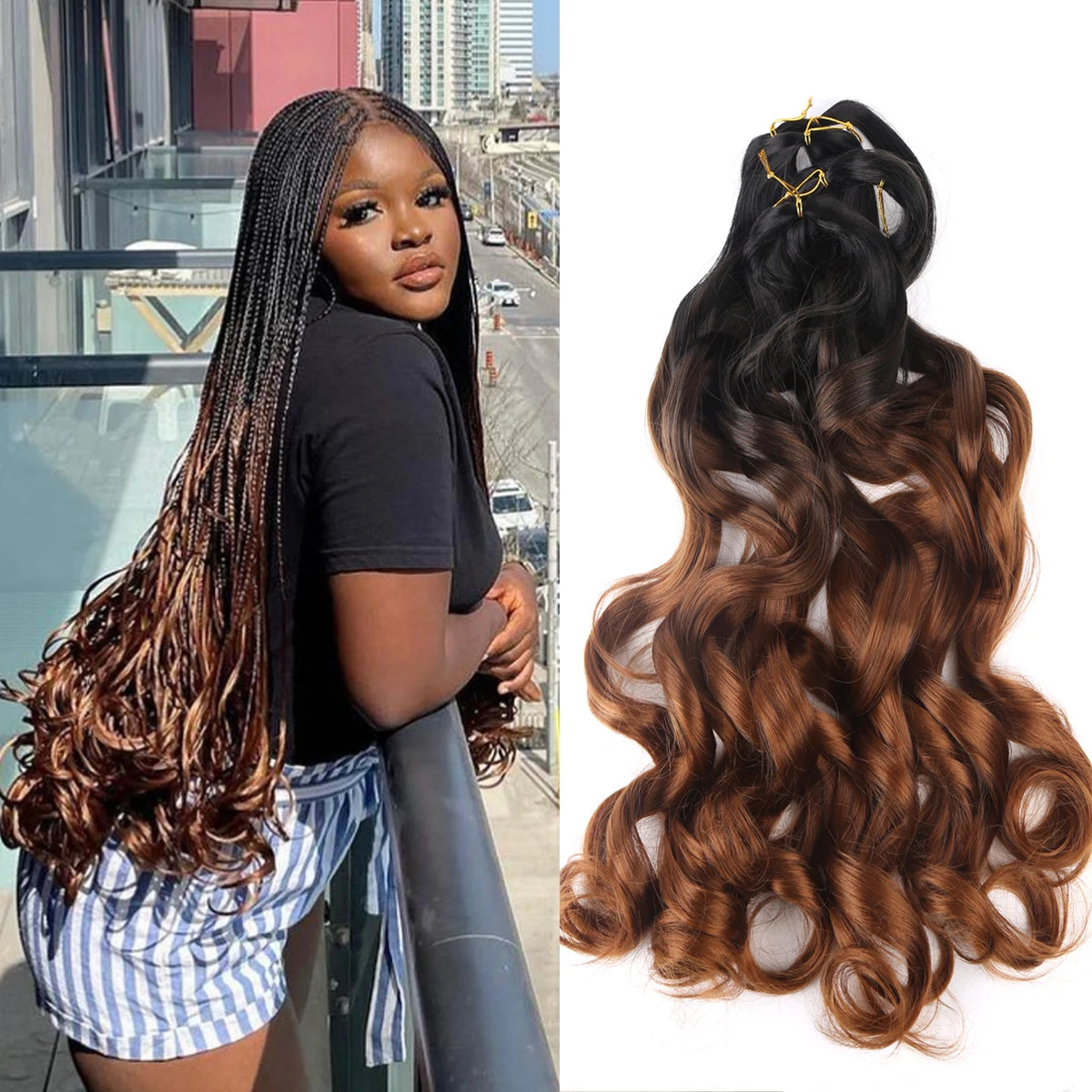 26Inch French Curls Braiding Hair Extensions Synthetic Curl Hair Loose Wave Spiral Curl Crochet Hair Braids For Black Women