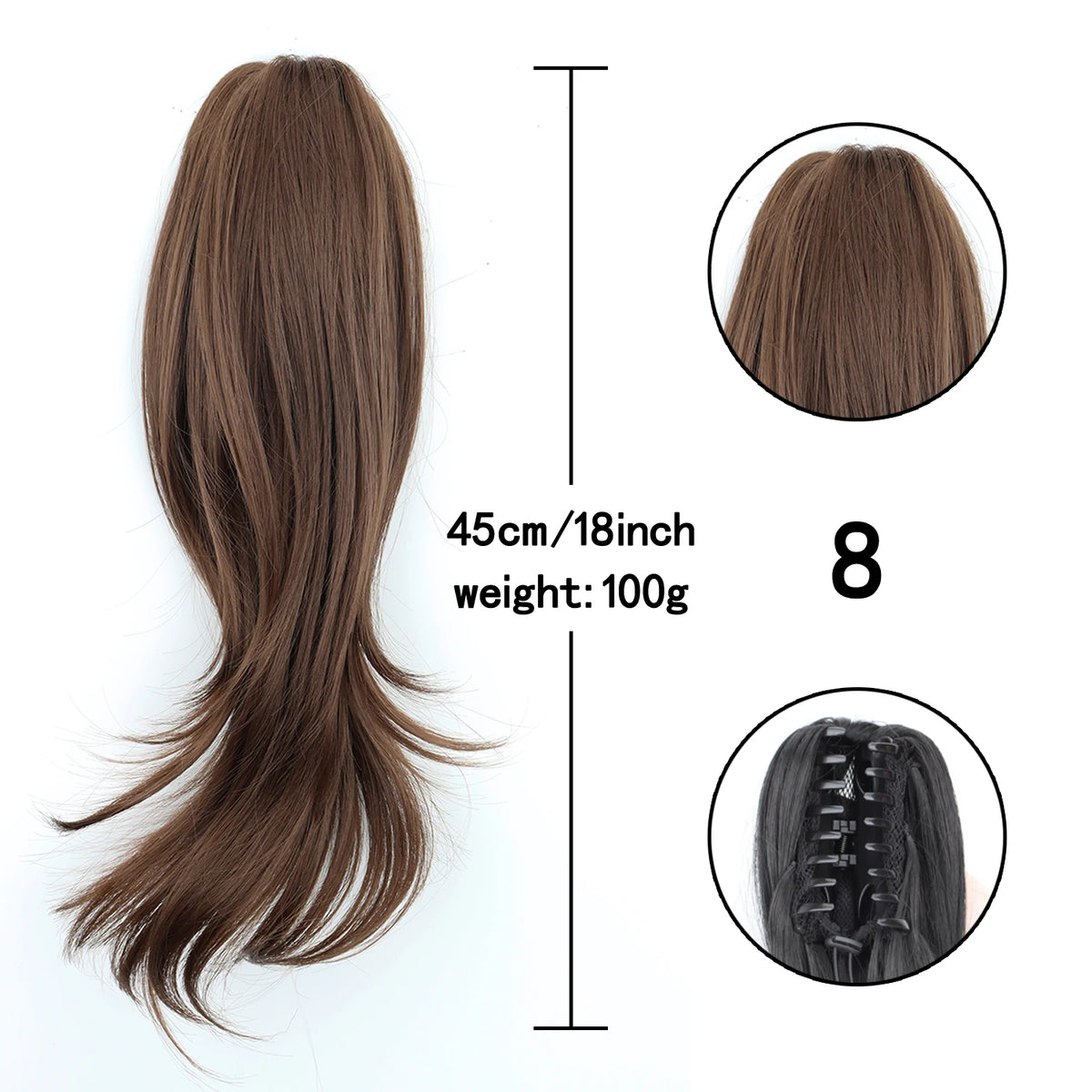 Synthetic Claw Clip Ponytail Hair Extensions 18 Inch Long Wavy Pony Tail Fake Hairpiece For Women Black Brown Layered