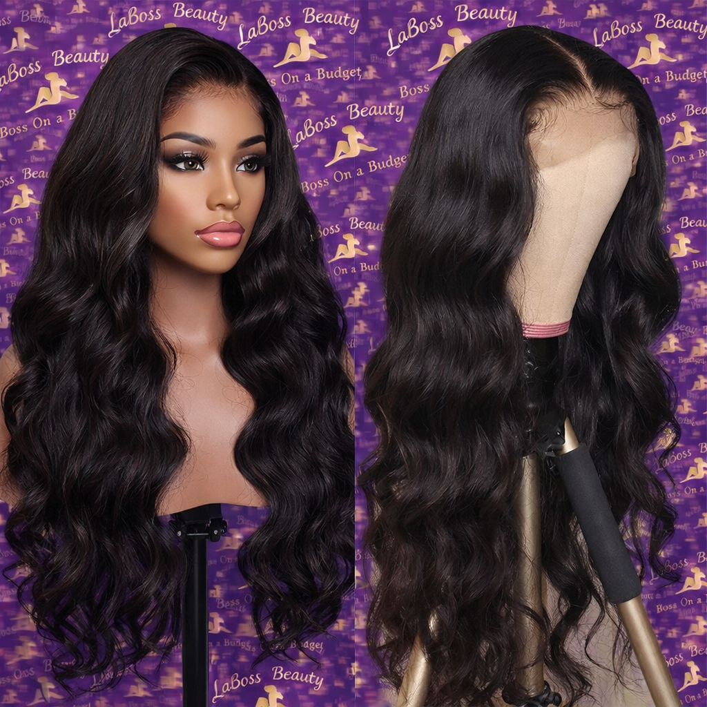 LaBoss Beauty Luxe Body Wave – Transparent Lace Front Human Hair Wig (Raw Indian Remy, 13x6 / 13x4 Frontal, 5x5 Closure)
