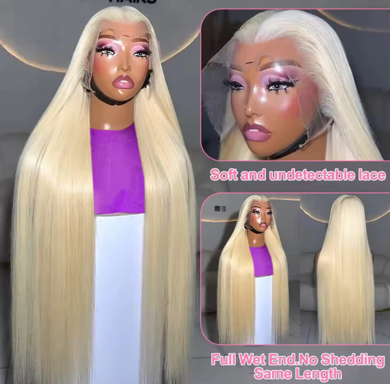 613 Blonde Straight Lace Frontal Wig – 13x4 HD Transparent, Pre-Plucked & Glueless Human Hair Wig