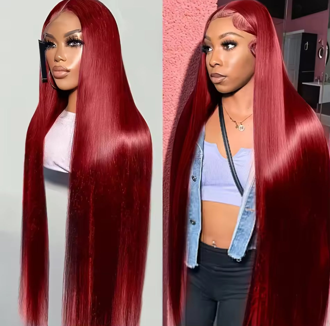Burgundy Lace Front Human Hair Wigs Red Human Hair Wig