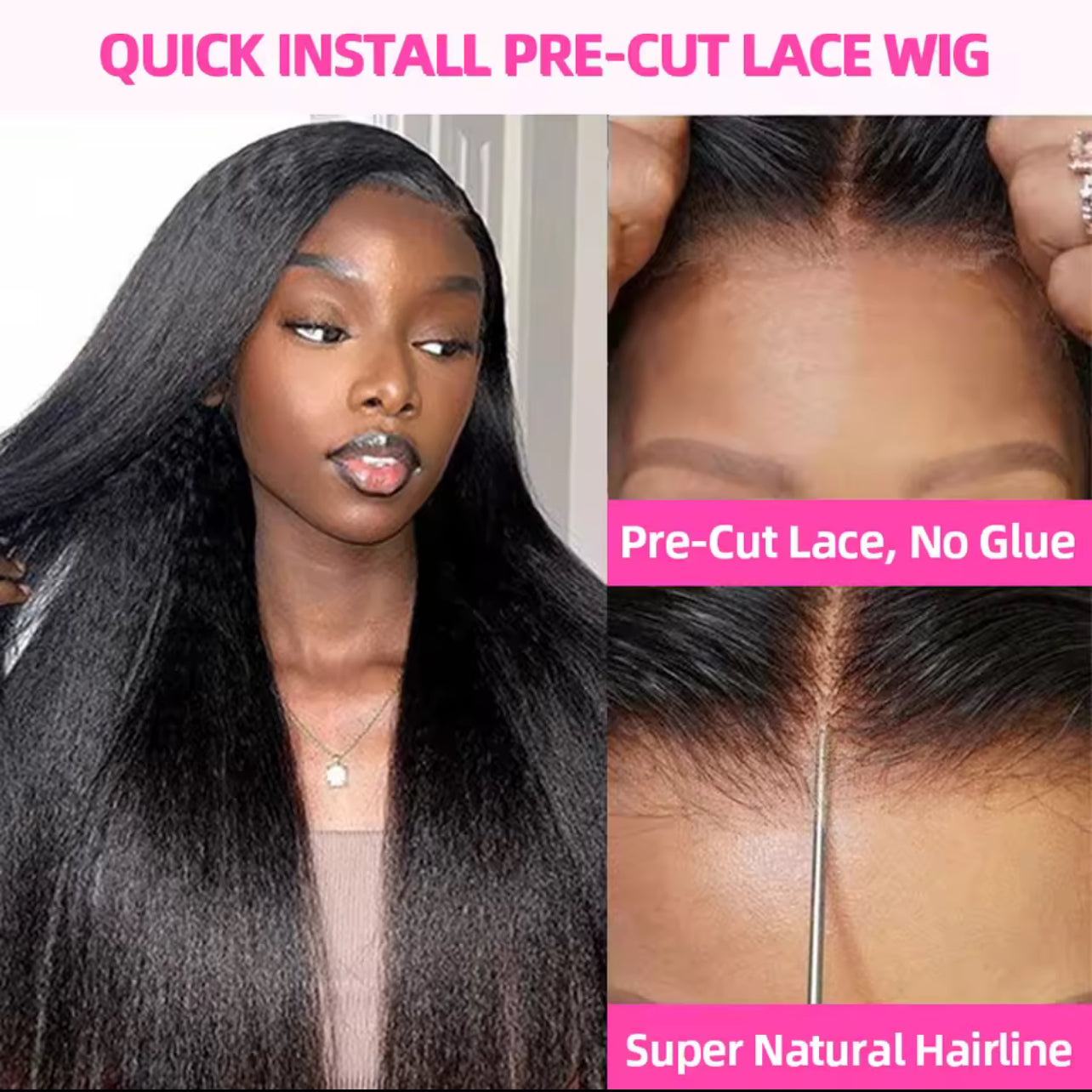 250% Kinky Straight Glueless Wig Ready To Wear And Go 13x6 Hd Yaki Straight Lace Front Human Hair Wigs For Women 30 36 Inch