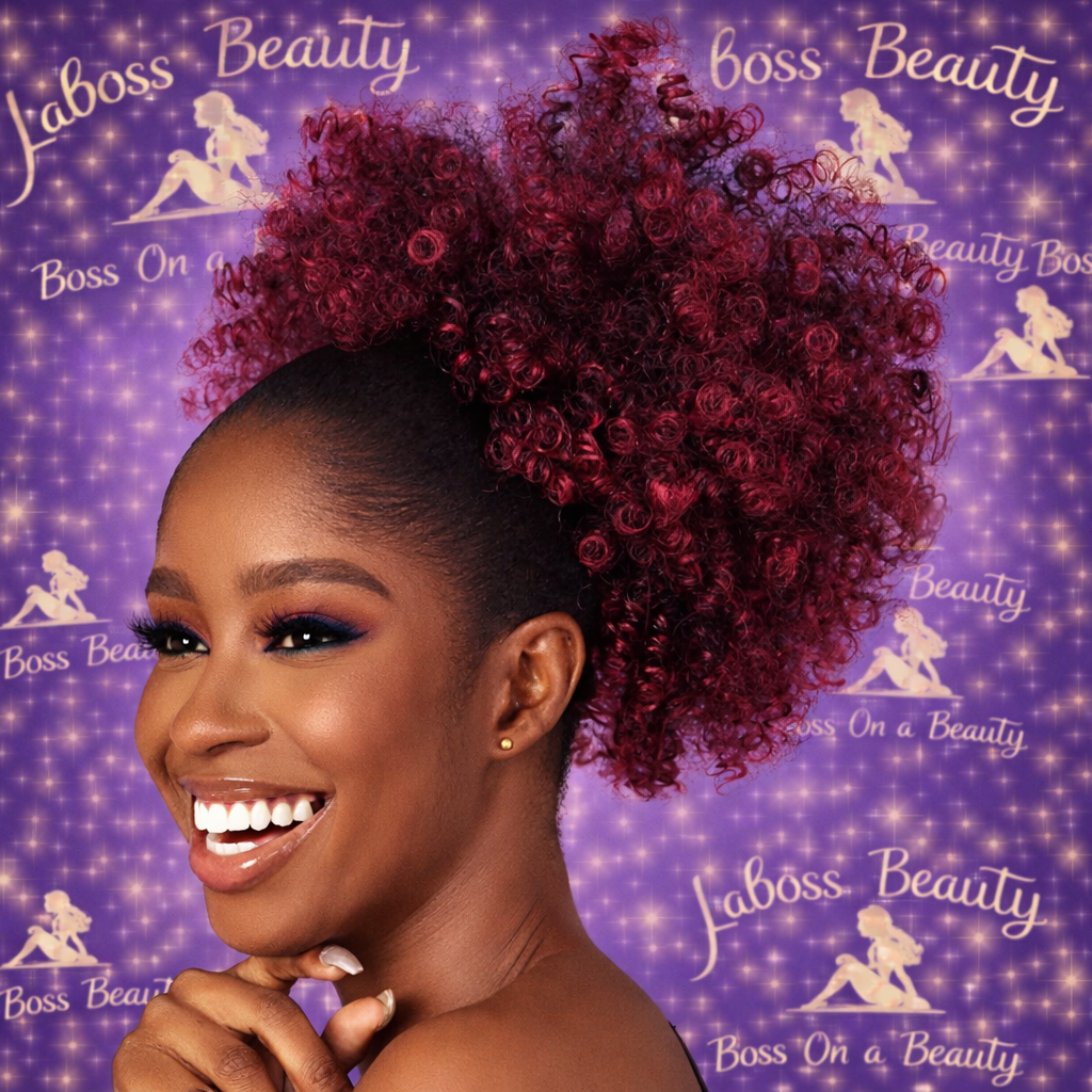 Afro Puff kinky curly Drawstring Ponytail Extension for Women Synthetic Short Afro Kinkys Curly Afro Bun Extension Hairpieces Updo Hair Extensions with Two Clips(1B)