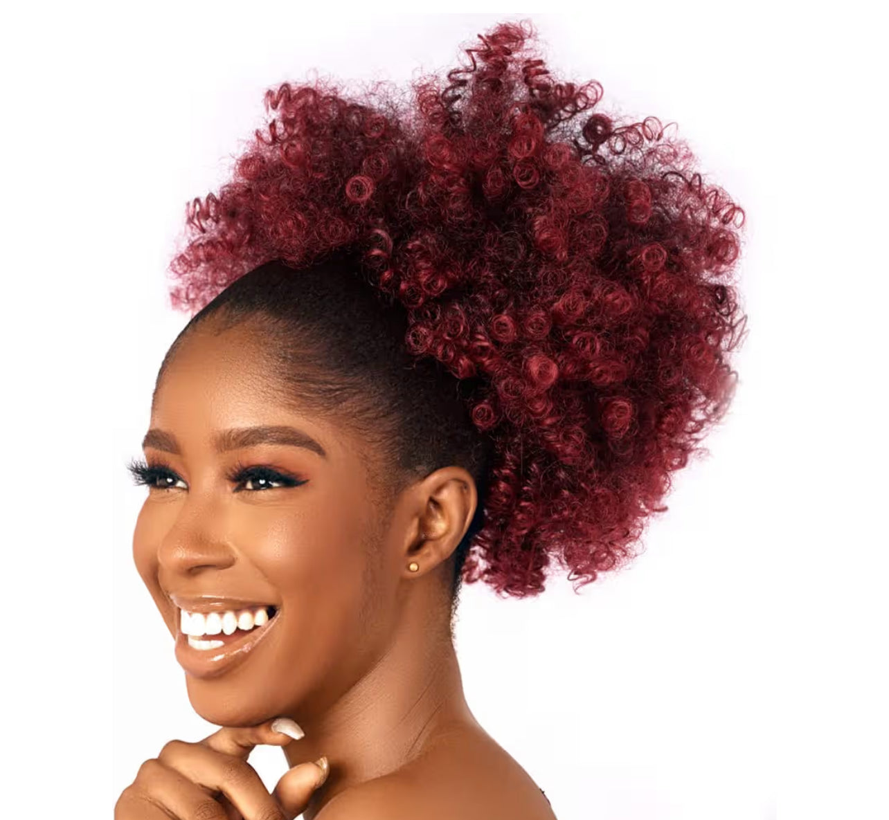 Afro Puff kinky curly Drawstring Ponytail Extension for Women Synthetic Short Afro Kinkys Curly Afro Bun Extension Hairpieces Updo Hair Extensions with Two Clips(1B)