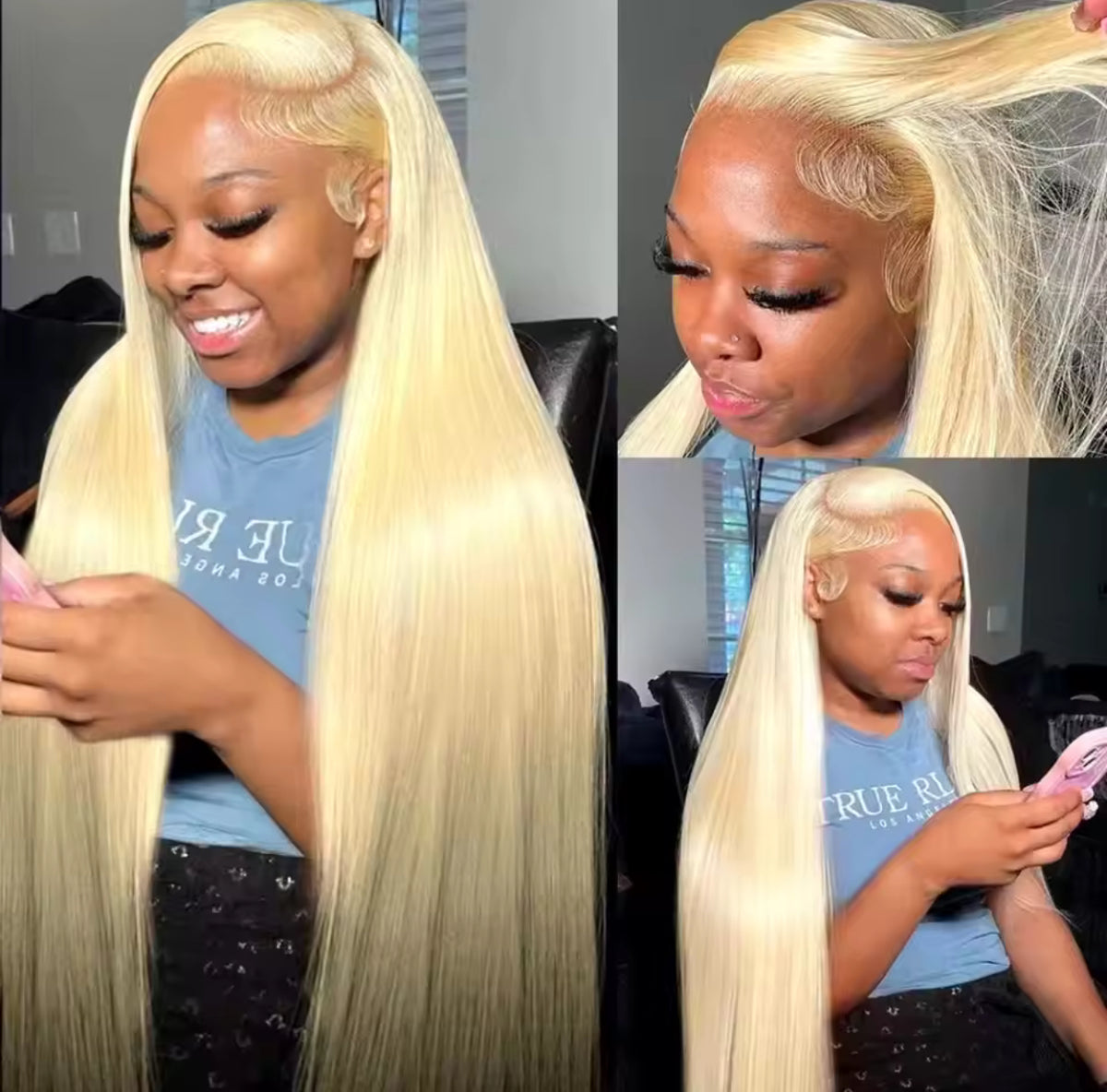 Real Wig 613 Straight Frontal Lace 13X4 Head Cover Lace Frontal Wig