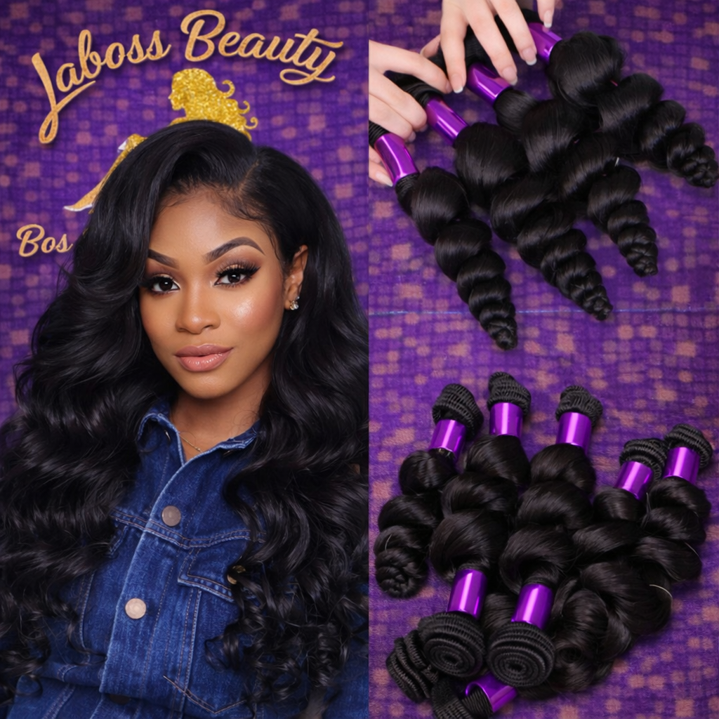LaBoss Beauty Loose Wave Virgin Hair Bundles – 100% Human Hair | Natural Shine | Full & Long-Lasting