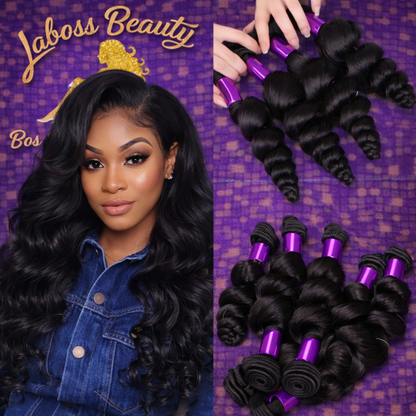 LaBoss Beauty Loose Wave Virgin Hair Bundles – 100% Human Hair | Natural Shine | Full & Long-Lasting