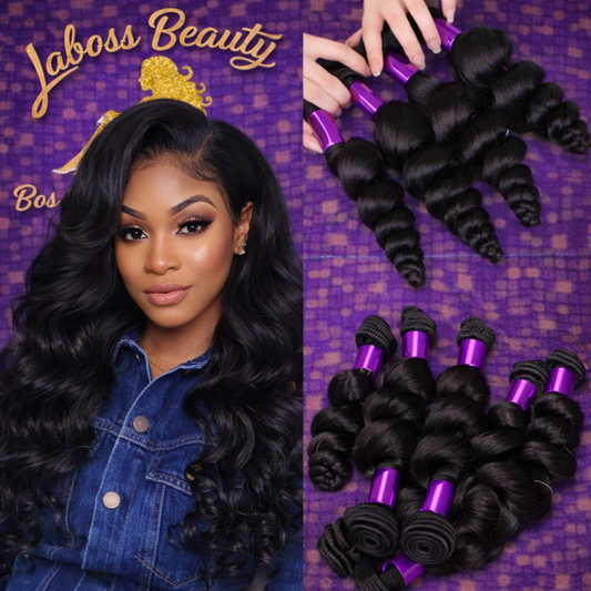 LaBoss Beauty Loose Wave Virgin Hair Bundles – 100% Human Hair | Natural Shine | Full & Long-Lasting