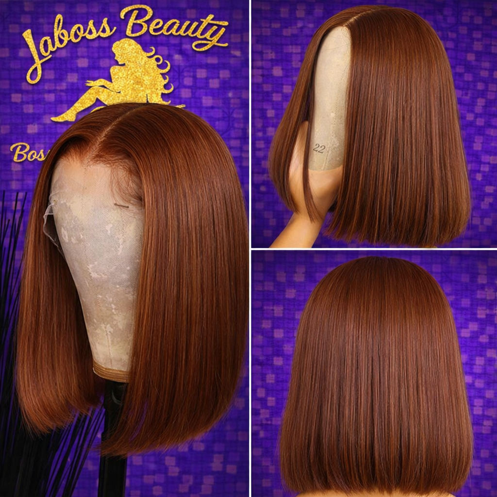 LaBoss Beauty #4 Brown Bob Lace Front Wig – 13x4 HD Lace | 100% Vietnamese Human Hair | Sleek & Natural