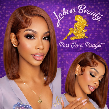 LaBoss Beauty #4 Brown Bob Lace Front Wig – 13x4 HD Lace | 100% Vietnamese Human Hair | Sleek & Natural