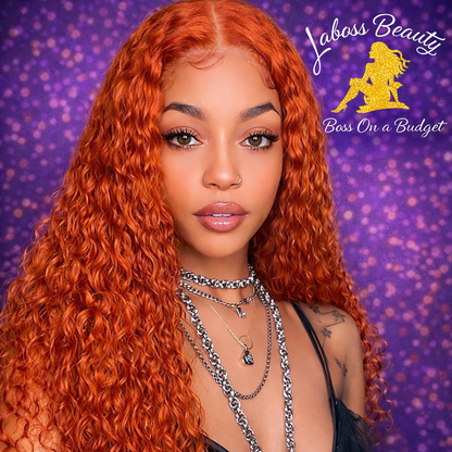 13x4 Curly Ginger Deep Wave Lace Front Human Hair Orange 13x6 Brazilian Hair Lace Frontal Wig 200 Density For Black Women