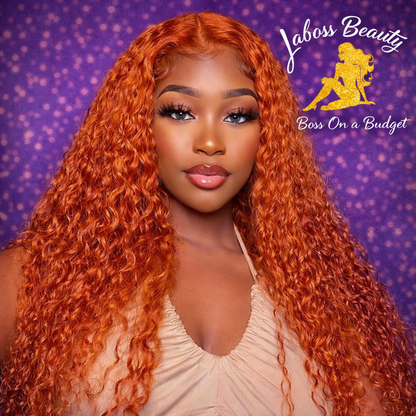13x4 Curly Ginger Deep Wave Lace Front Human Hair Orange 13x6 Brazilian Hair Lace Frontal Wig 200 Density For Black Women