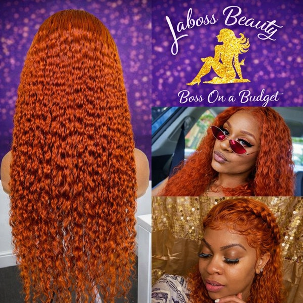13x4 Curly Ginger Deep Wave Lace Front Human Hair Orange 13x6 Brazilian Hair Lace Frontal Wig 200 Density For Black Women