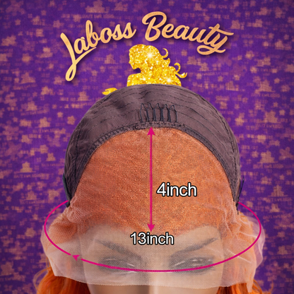 LaBoss Beauty Ginger Orange Bone Straight Lace Front Wig | 13x6 HD Transparent Lace | 100% Human Hai