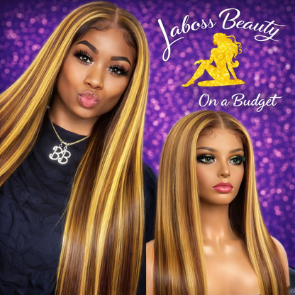 Front Lace Piano Pick Dyeing 4 27T Human Hair Headgear Wig