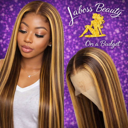 Front Lace Piano Pick Dyeing 4 27T Human Hair Headgear Wig