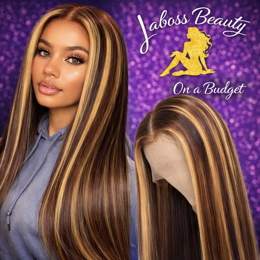 Front Lace Piano Pick Dyeing 4 27T Human Hair Headgear Wig