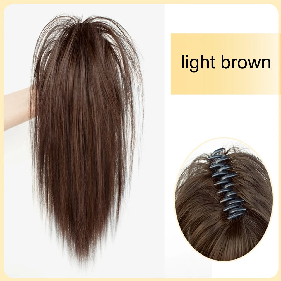 Synthetic Short Straight Claw Clip Ponytail Hair Extensions 16Inch Tail False Hair For Women Horse Tail Black Brown Hairpiece