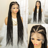 Braided Wigs Synthetic Lace Front Wig 360 Lace Cornrow Braided Wigs with Baby Hair Knotless 38 Inches Braid Wig for Black Women