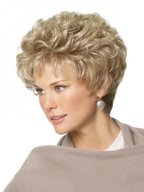 Women's Fashion Short Synthetic Wigs Pixie Cut Blonde Ombre Hair Costume Party Female Natural Curly Wavy Wig