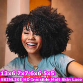 250% Afro Kinky Curly Wigs Real HD Lace Front Wigs Melt Skins Deep Curly 13x6 Full Frontal Human Hair Wigs Glueless For Woman