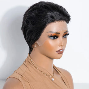 Sleek Short Human Hair Wigs For Women 613 Blonde Pixie Cut Lace Wigs 13x1 Lace Front Brazilian Hair Wig Preplucked Hairline