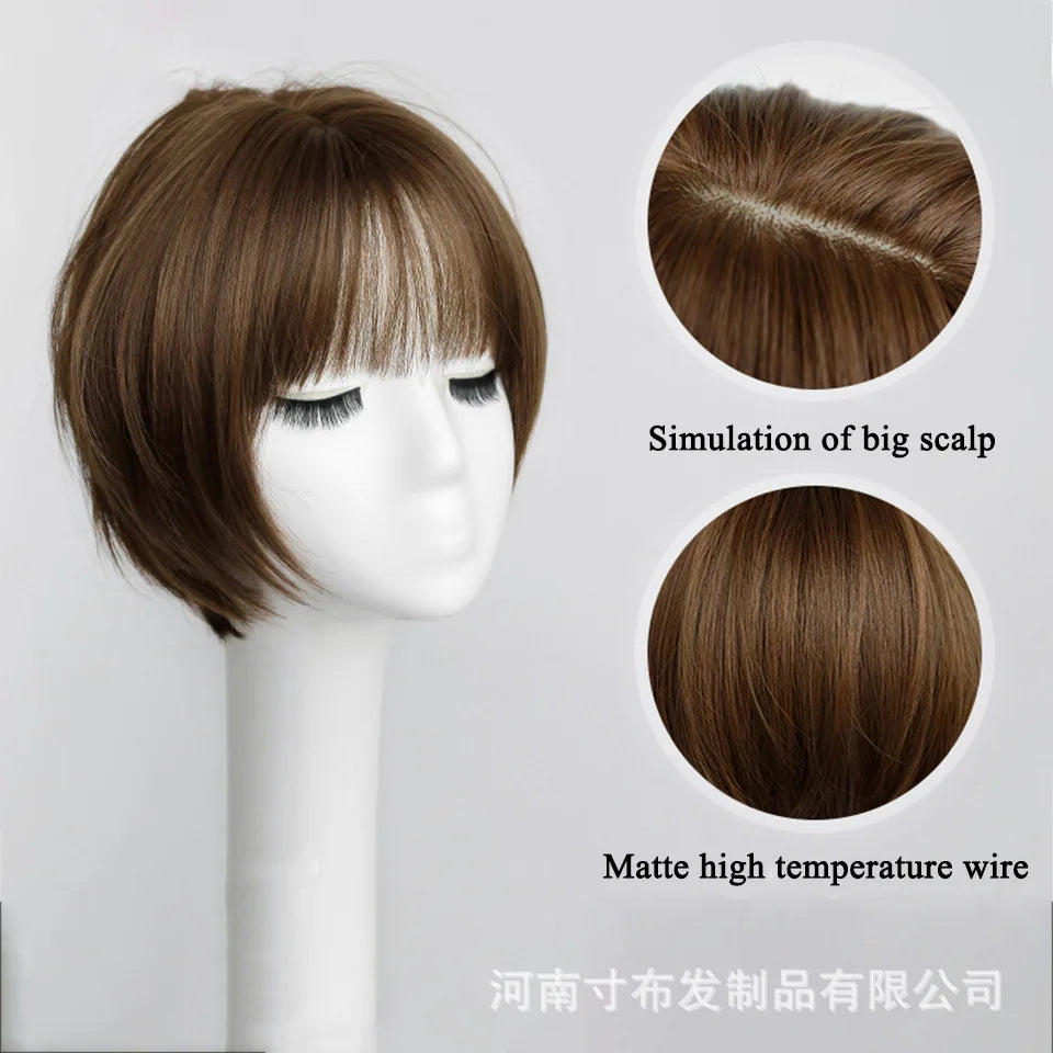 BEAUTYCODE Synthetic Straight Bob Hair Wig for Women  Short Wigs with Bangs Heat Resistant Dark Brown Hair Cosplay Wig