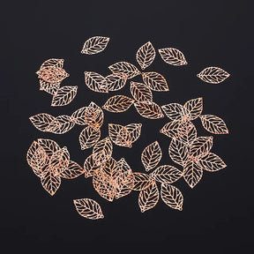 50pcs Craft Hollow Leaves Pendant Jewelry Accessories Golden Charm Filigree Jewelry Making Plated Vintage for Hair Comb Hot New