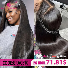 Beauty Grace Straight 13X6 Lace Front Wigs Human Hair Lace Frontal Wig  Brazilian Bone Straight 100% Human Hair Wigs