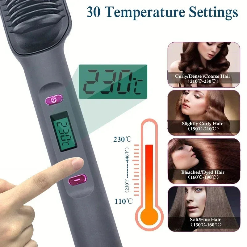 Multifunctional Electric Heating Hair Straightening Curling Iron Negative Ion Straightening Comb Anti-scald Styling Tool