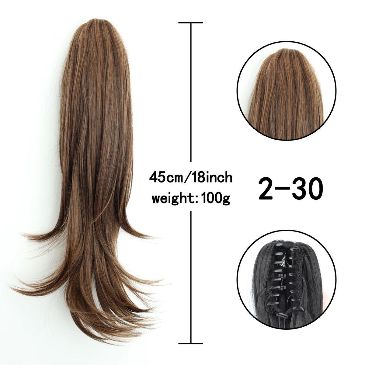 Synthetic Claw Clip Ponytail Hair Extensions 18 Inch Long Wavy Pony Tail Fake Hairpiece For Women Black Brown Layered