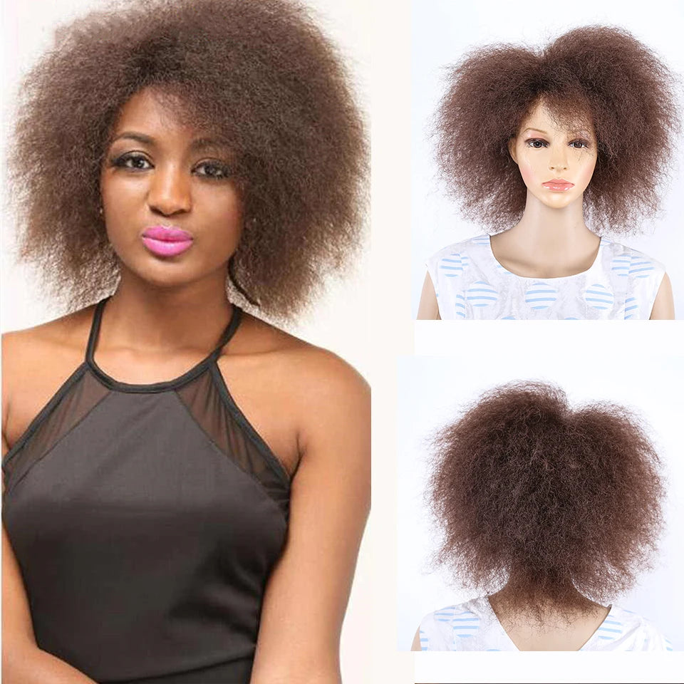 Amir Synthetic Kinky Curly Wig Short Afro Wigs Black Brown Red Color 6inch Short Wig for Women