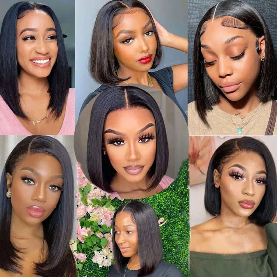 Glueless Wigs 13x4 Short Bob Wigs Bone Straight Lace Front Human Hair Wigs for Women Brazilian HD Transparent Lace Frontal Wigs