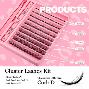 10cases/lot DIY Eyelash Extension Kit at Home Natural Clusters Wispy Lash with Lash Bond and Seal Makeup For Women