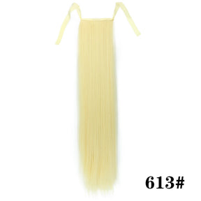 Synthetic Hair 22''' Long Straight Heat-Resistant Straight Hair With Ponytail Fake Hair Chip-in Natural Hairpiece Headwear